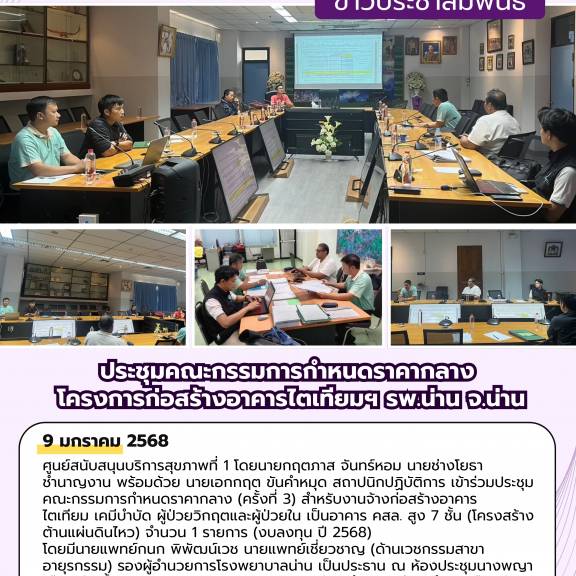 ประชุมคณะกรรมการกำหนดราคากลาง โครงการก่อสร้างอาคารไตเทียมฯ รพ.น่าน จ.น่าน