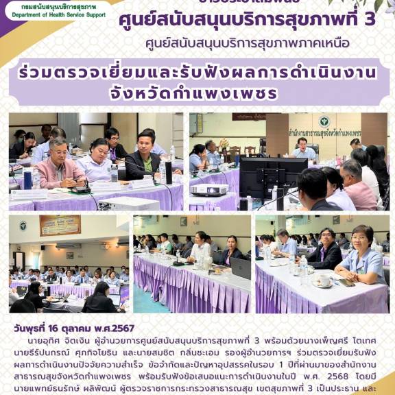 ศบส.3 ร่วมตรวจเยี่ยมและรับฟังผลการดำเนินงาน จังหวัดกำแพงเพชร