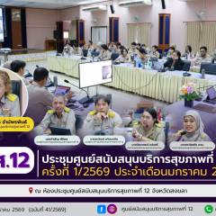 ศบส.12 จัดประชุมศูนย์สนับสนุนบริการสุขภาพที่ 12  ครั้งที่ 1/2569 ประจำเดือนมกราคม 2569