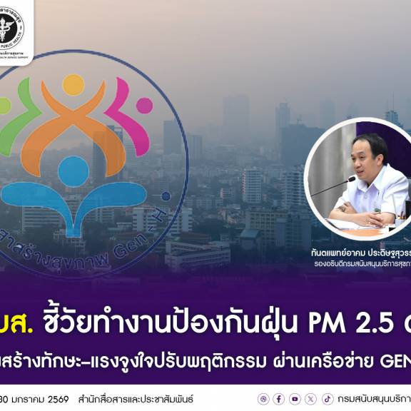 สบส. ชี้วัยทำงานป้องกันฝุ่น PM 2.5 ต่ำ เร่งสร้างทักษะ–แรงจูงใจปรับพฤติกรรม ผ่านเครือข่าย GEN-H