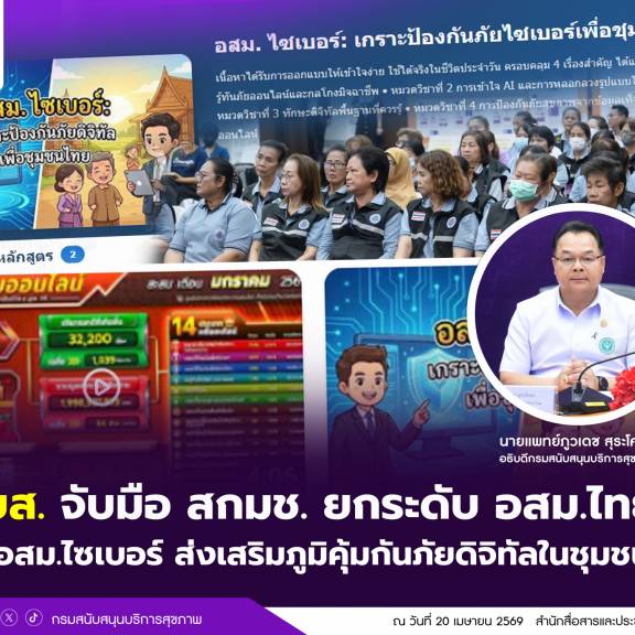 สบส. จับมือ สกมช. ยกระดับ อสม.ไทย สู่ อสม.ไซเบอร์ ส่งเสริมภูมิคุ้มกันภัยดิจิทัลในชุมชน