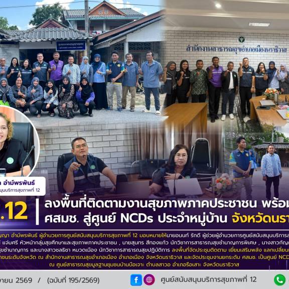 ศบส.12 ลงพื้นที่ติดตามงานสุขภาพภาคประชาชน พร้อมยกระดับ  ศสมช. สู่ศูนย์ NCDs ประจำหมู่บ้าน จังหวัดนราธิวาส