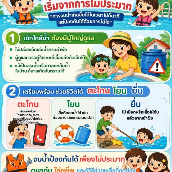 ปลอดภัย จากการจมน้ำ เริ่มจากการไม่ประมาท
