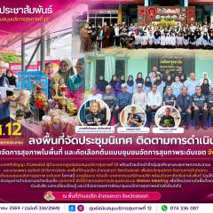 ศบส.12 ลงพื้นที่จัดประชุมนิเทศ ติดตามการดำเนินงานพัฒนาชุมชนจัดการสุขภาพในพื้นที่ และคัดเลือกต้นแบบชุมชนจัดการสุขภาพระดับเขต จังหวัดสงขลา