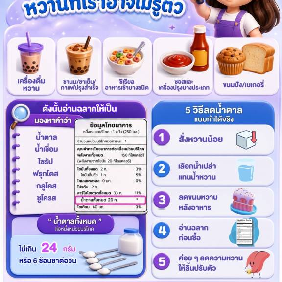 น้ำตาลแฝง หวานที่เราอาจไม่รู้ตัว